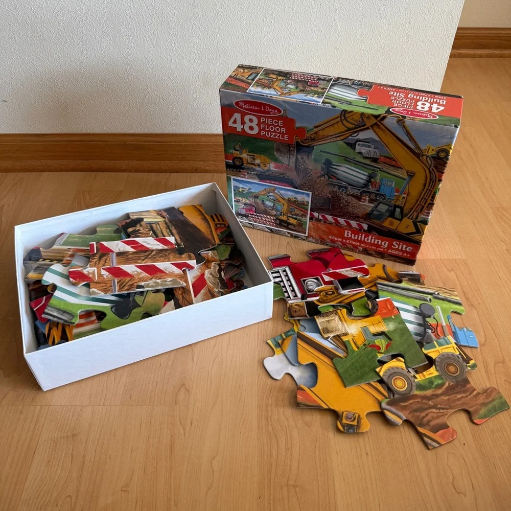 Melissa & Doug 48-Piece Building Site Floor Jigsaw Puzzle, 3 ft x 2 ft, Ages 4+